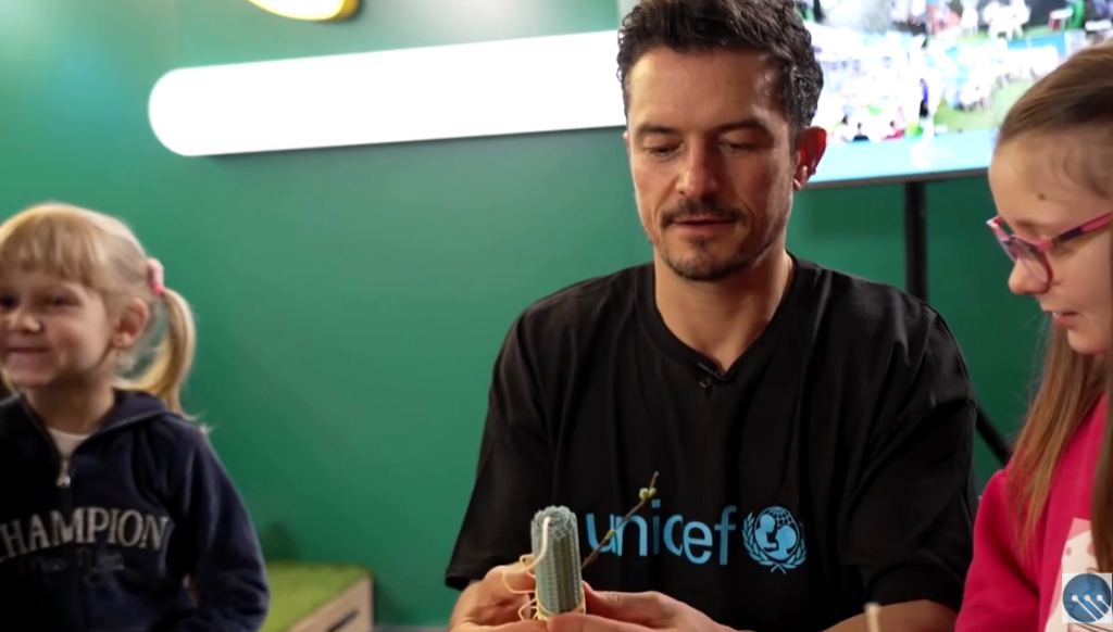 Hollywood actor Orlando Bloom met children in a UNICEF