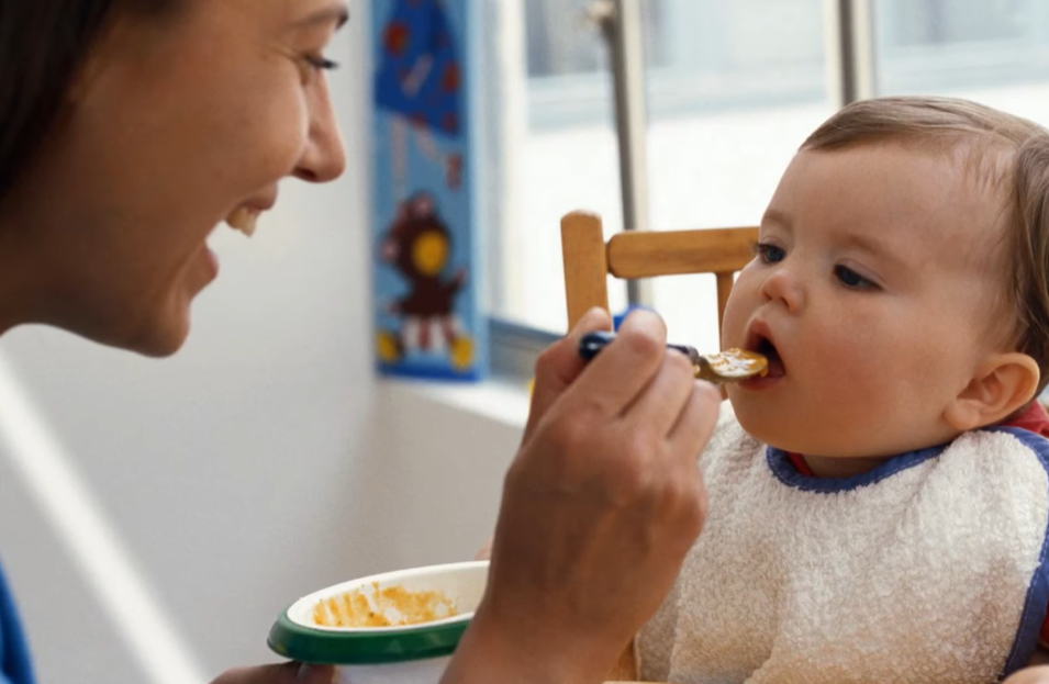 Diet 10-month-old baby Concept of a balanced diet