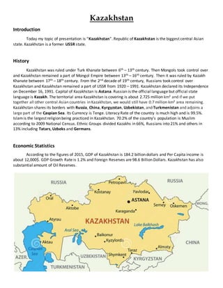 Introduction And History of Kazakhstan