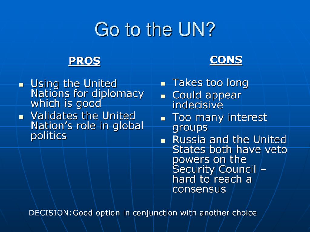 Pros And Cons of Us in United Nations